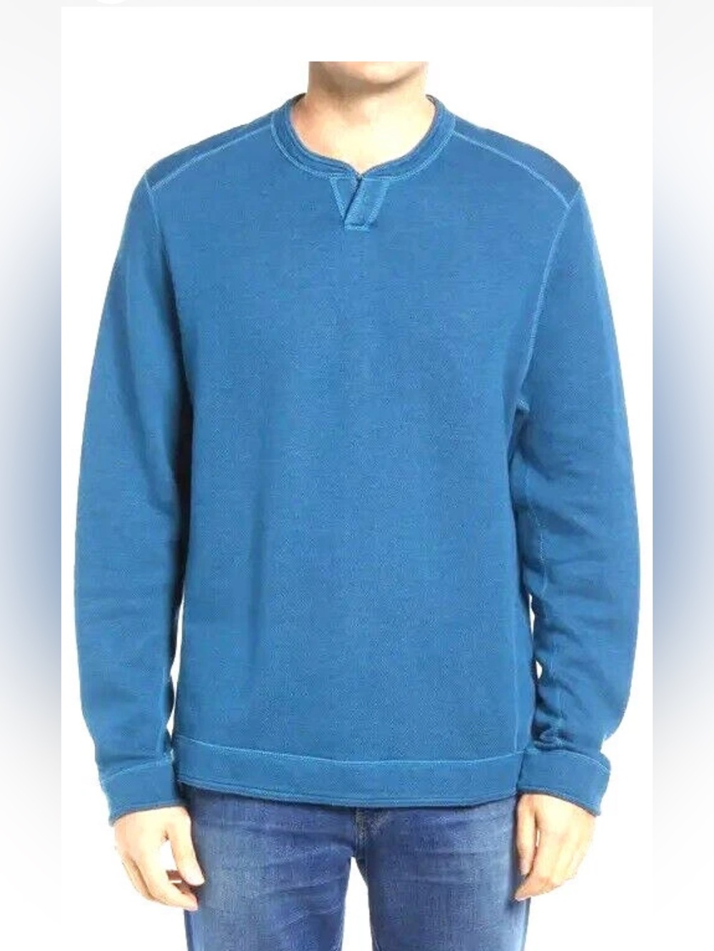 Tommy Bahama Men's Flip Side Split Neck Reversible Sweater , Blue/Gray , M
